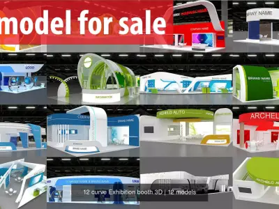 12 curve Exhibition booth 3D 3D Model Pack