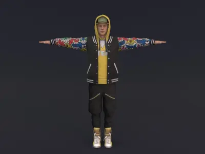 Hip Hop Man Rigged 3D Modle Low-poly 3D model