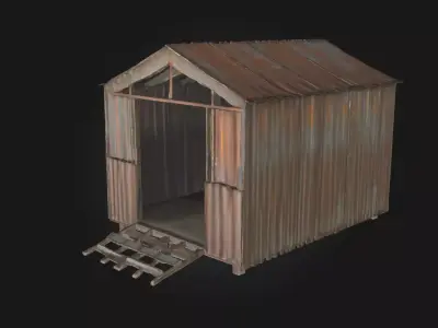 Rustic Metal Shack  Weathered Shelter of Rural Industry 3D model