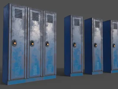PBR School Gym Locker 01 - Blue Light Low-poly 3D model