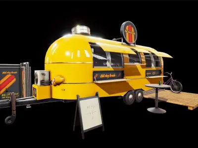 Game-ready Food Truck Pack With project files Low-poly 3D model