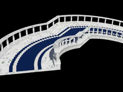 Architectural Marble Staircase Low-poly 3D model