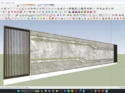 Modern boundary wall 3d model 3D model