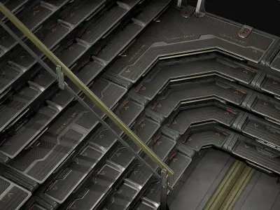 Sci-Fi Stairs modular pack Low-poly 3D model