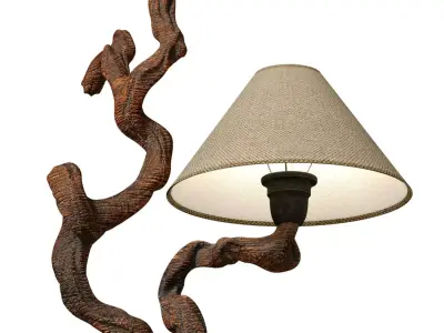 Rustic style pendant ceiling lamp natural wood driftwood  3D model