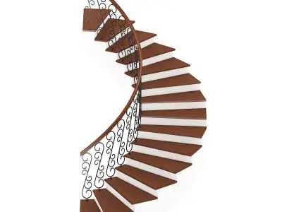 Wooden Spiral Stairs 7 3D model
