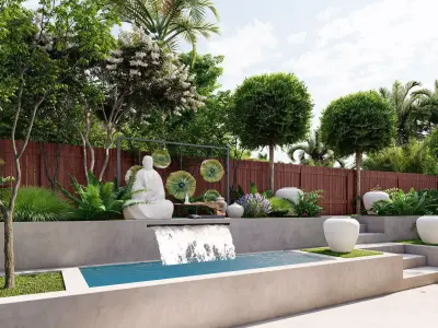  3D Exterior Scene 3D model design garden and landscape 3D model