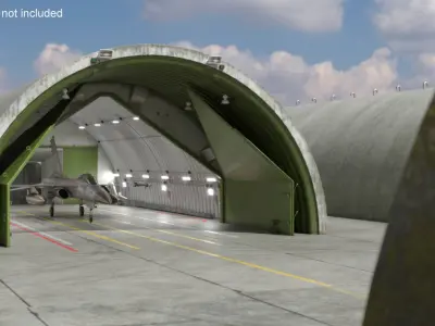  Hardened Aircraft Shelter with Fighter Jet Inside 