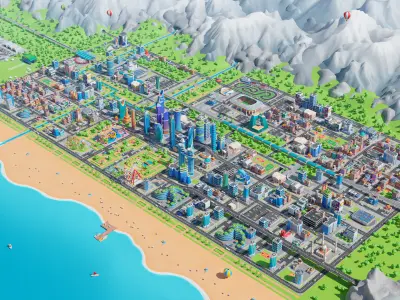 Megacity Low-poly 3D model