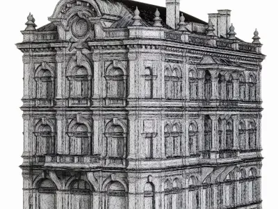 Classic European City Building 3D Model 3D model