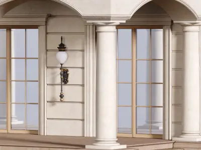 Entrance to the house porch- Facade in modern classic 3D model