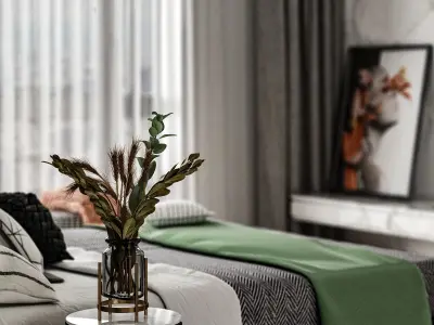 modern nature vibe bedroom 3D interior scene 3D model