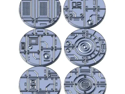 Cyberpunk Facility Floor Base Toppers 32mm Round Bases 3D print model
