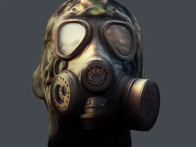 Gas mask helmet 3d model military combat fantasy  Low-poly 3D model