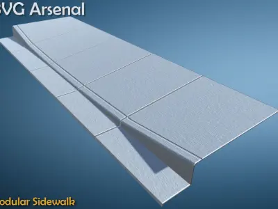 Modular Sidewalk Low-poly 3D model