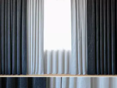 Curtains 91 Curtains with Tulle ROHI Topia 3D model