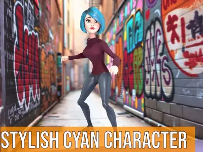 Stylish Cyan Character model pack Low-poly 3D model