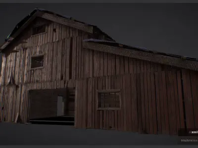 House  barn Modular Low-poly 3D model