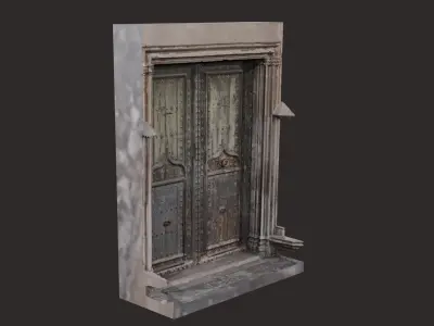 3D Model of Girona Church Door with Realistic Texture 3D model