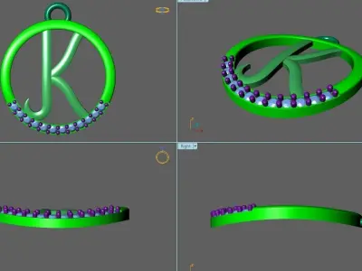 Initial Letter Pendant K 3D print model