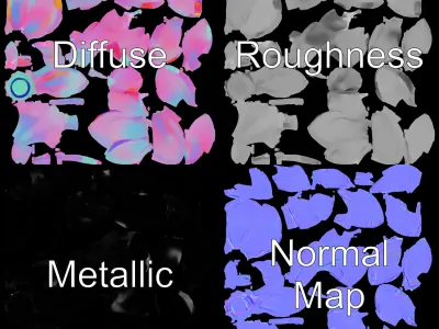 Crystal Flower Gem Model Pack Low-poly 3D model