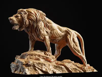 Lion standing on a stone Collection 3D Model Pack