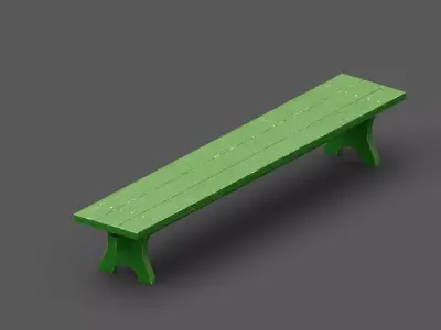 School Bench Low-poly 3D model