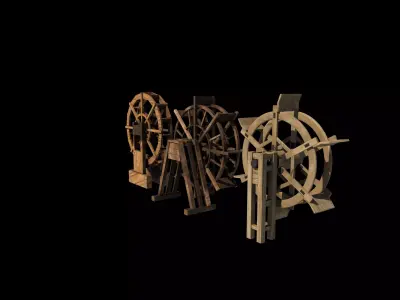 Watermill wheel set 02  3D model