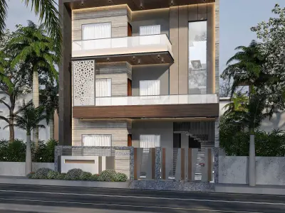 Modern 3D Exterior Design Size 35 ft X 70 ft 3D model