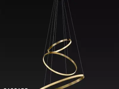 CASCADE pendant light with two rings hanging from it 3D model
