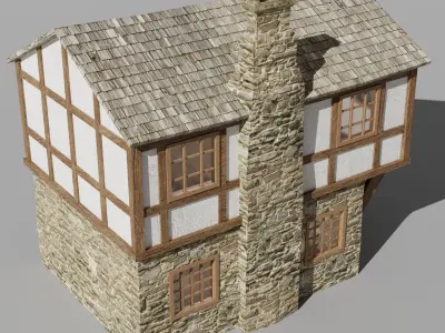 Medieval house Low-poly 3D model