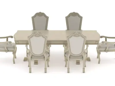 Suzi 7 Pieces Extendable Dining Set Astoria Grand Set 3D model