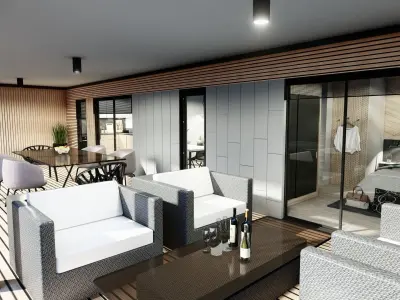 modern mobile home tiny house vacation house  on 44m2  3D plan 3D model