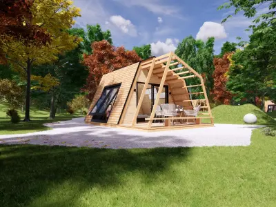 glamping pod tiny house vacation house on 18 m2 with terrace 8m Low-poly 3D model