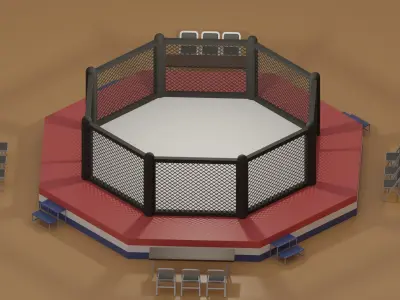 Cartoon UFC Octagon Ring 3D model