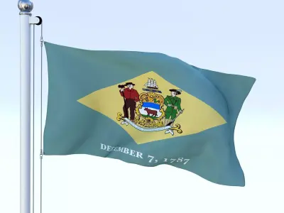 Animated Delaware Flag Low-poly 3D model
