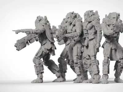 Sci Fi Battle Armor Miniatures - Koloss Assault Rifle Team  3D print model