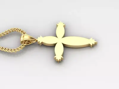 Light Gold 18K Cross Pendant 1CP061 3D print model buy