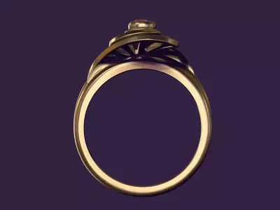 Ring  architectural rose with a stone for casting 3D print model