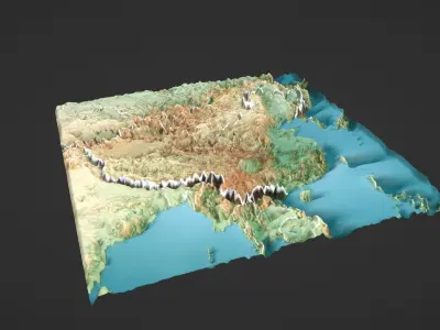 China Map Topography Low-poly 3D model