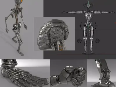 Robot Version 2  Rigged and Animated 3D model