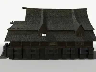 Fantasy Longhouse Low-poly 3D model