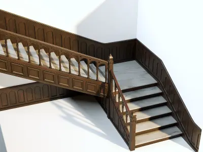 Wooden Staircase - Modular Asset Standard Low-poly 3D model