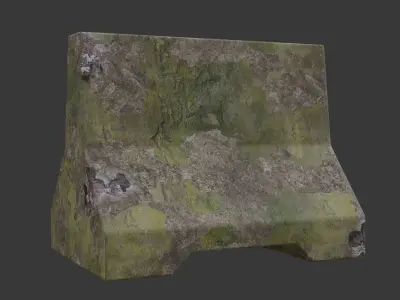 damaged concrete traffic barrier 3D model