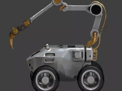 Sci-Fi Robot Rover with Claw Arm Low-poly 3D model
