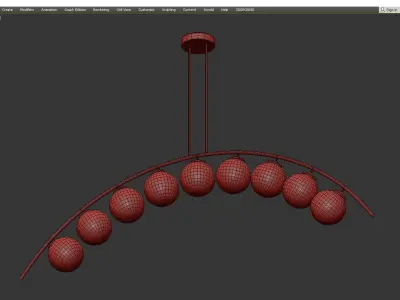 Ceiling lamp arc and balls Low-poly 3D model