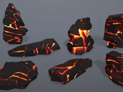 Lava Rock Set Low-poly 3D model