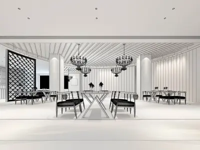 Business Restaurant - Coffee - Banquet  220 3D model