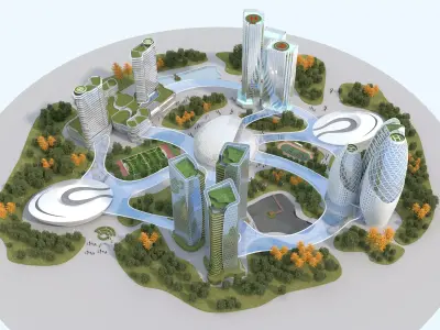 Future City Low-poly 3D model buy
