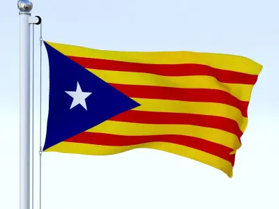 Animated Catalonia Flag Low-poly 3D model